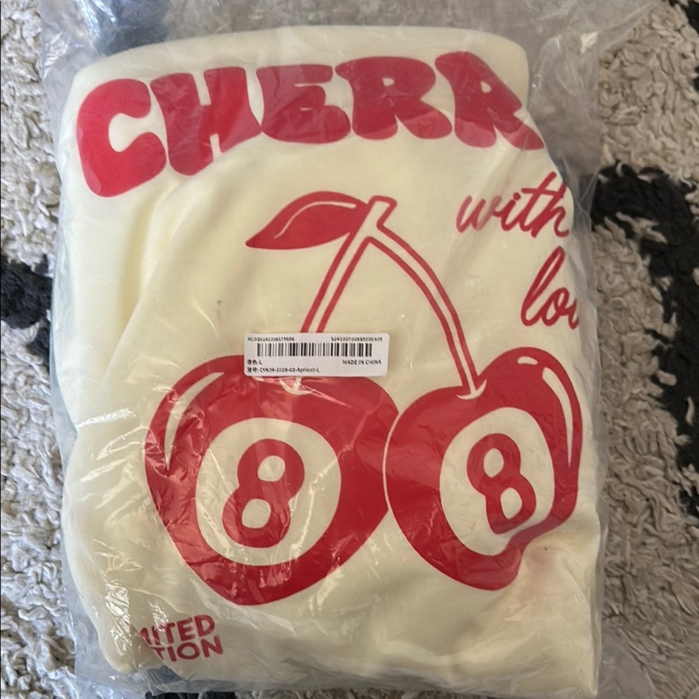 Cherry Graphic Cream Hoodie
